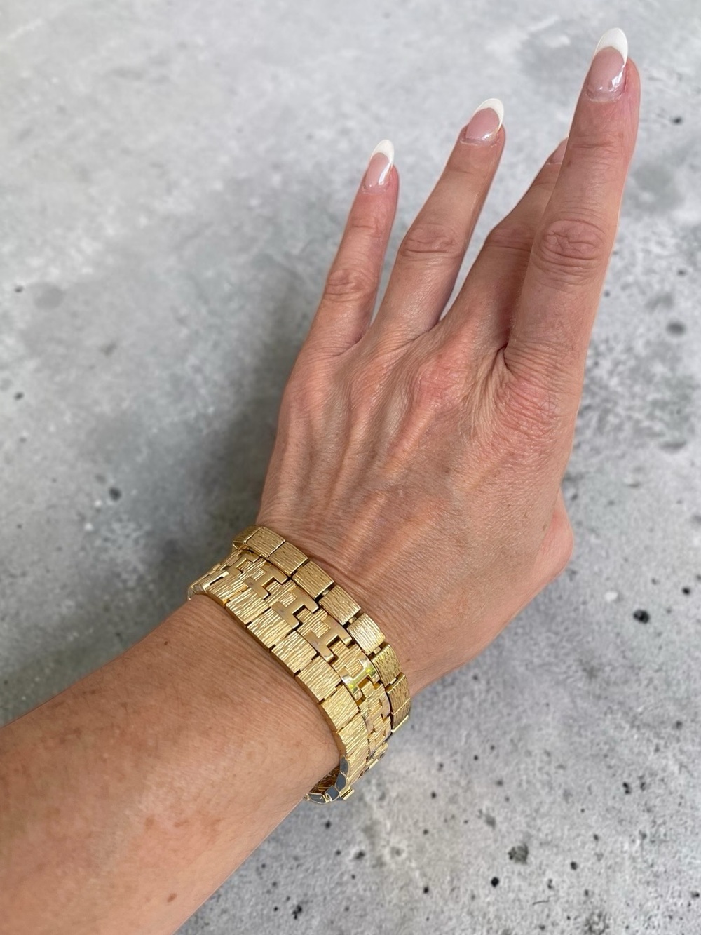 Beleza Curated Set of 3 Brushed Gold Tone Link Bracelets Stack 7"